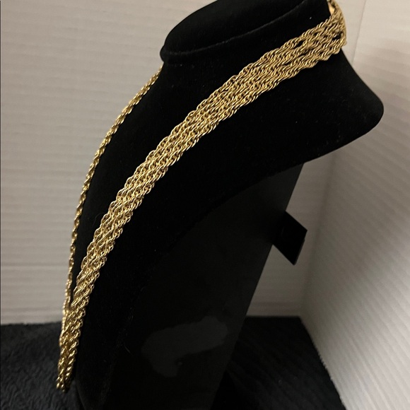 Elegant 5 Strand Gold Rope Chain Necklace 12” Drop - Picture 3 of 6